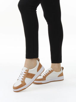 03-C934-5 WHITE/BROWN Кеды кожаные женские (натуральная кожа, натуральная замша)
