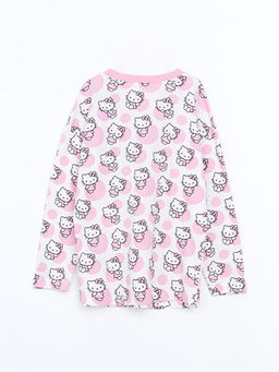 Bisiklet Yaka Hello Kitty Bask?l? K?z ?ocuk Pijama Tak?m?
