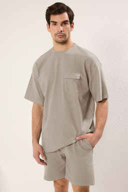 TRENDYOL MAN Haki Oversize/Genis Kesim Dokulu Cep Detayl? K?sa Kol Premium T-shirt TMNSS25TS00061 - Trendyolmilla фото 2