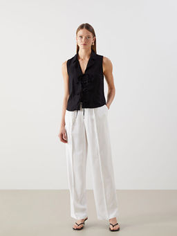 Keten Kar???ml? Ba?lama Detayl? Kad?n Yelek