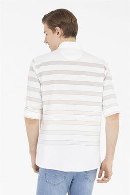 Мужская белая рубашка в каменную полоску - U.s. polo assn фото 5
