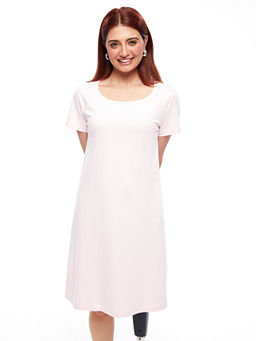 Bisiklet Yaka D?z K?sa Kollu Elbise