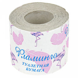 Туалетная бумага 1-слойная "Фламинго" 27м, сырье - серое макулатурное, плотность 28-30г/м2, с перфорацией и тиснением, ГОСТ Р 52354-2005, LIZZi (Россия)