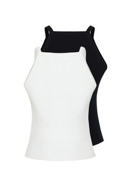 TRENDYOLMILLA Antrasit-Pembe 2li Paket Halter Yaka Vucuda Oturan Fitilli Esnek Orme Atlet TWOSS24AL00055 фото 8