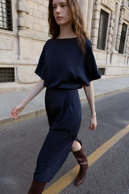 FITTED MIDI DRESS WITH SHORT SLEEVES - Zara фото 4