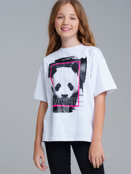 Футболка PlayToday для девочки oversize хлопок с эластаном комбинированная