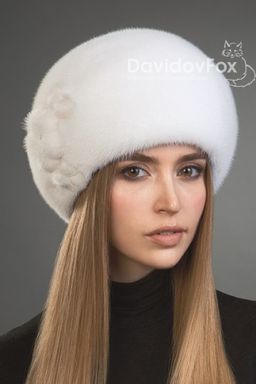 Берет норка белая
