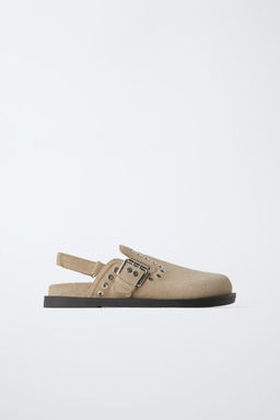STUDDED SPLIT SUEDE CLOGS - Zara фото 2