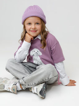 КР 302882/лиловый 3220 к649 фуфайка (футболка) для дев