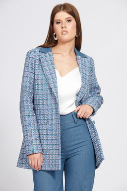 Жакет  твид голубой меланж - Eola фото 4