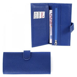 Портмоне женское Croco-ПР-950 с хлястиком натуральная кожа 2 отд, 13 карм, васильковый флотер (105) 202855