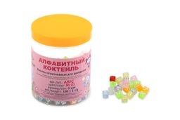 Бусина Hobbius пластик ABFC 6 мм 5 х 100 г 5 г №01 алфавитный коктейль цветной