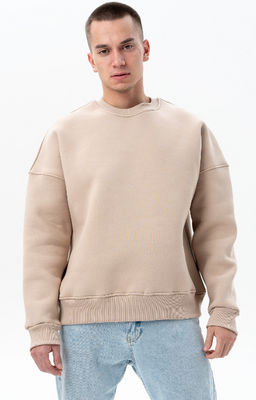 Джемпер свитшот из мягкого хлопкового футера с начёсом св.бежевый