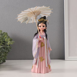 Фигурка полистоун «Девочка в кимоно с зонтиком», розово-сиреневый, 9×12×25 см