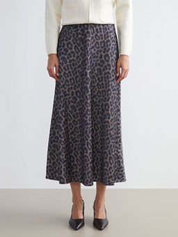 Beli Lastikli Leopar Desenli A Kesim Saten Etek