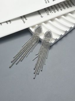 Серьги висячие со стразами Вечное сияние медуза, белые в серебре