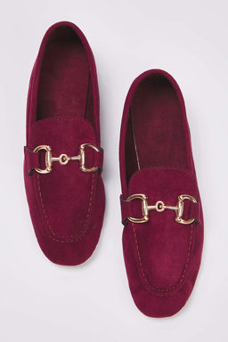 Visne Curugu Suet Aksesuar Detayl? Kad?n Loafer Ayakkab? TAKSS25LA00000