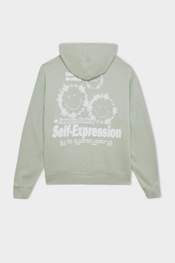 Женский толстый свитшот с капюшоном и принтом Cool SmileyWorld Oversize, широкий крой - Defacto фото 9