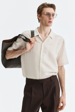 Camisa resort en mezcla de lino Relaxed Fit - H&m фото 8