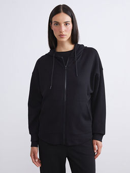 Kap??onlu Oversize Kad?n Fermuarl? Sweatshirt