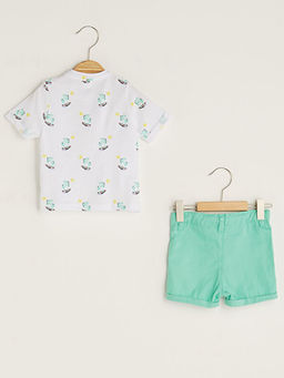 Hakim Yaka K?sa Kollu Desenli Erkek Bebek G?mlek ve ?ort 2li Tak?m - Waikiki фото 2