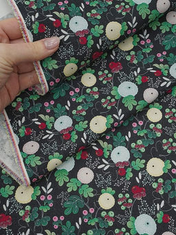 Плательная вискоза Digital Цветочные фонарики цв.черный, ш.1.5м, вискоза-100%, 175гр/м.кв - Купава фото 11