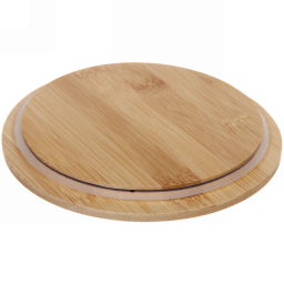 Контейнер стеклянный 900мл "Хай-Тек" круглый с бамбуковой крышкой