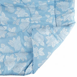 Одеяло 2-х спальное "Розы" на голубом, классическое/зимнее, 172х205см, наполнитель 400г/м2, файбер высшего сорта, чехол поплекс (пэ100%), стеганое, упак "Компакт" пакет ПВХ, еврослот, д25х55см/1,2кг, "Домашняя мода" (Россия)