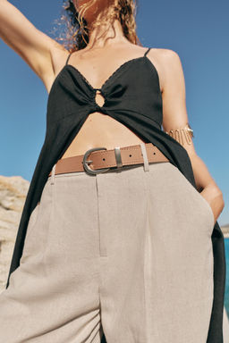 Брюки Zara с льном бежевые