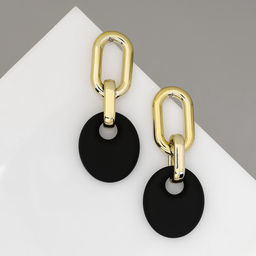 Серьги металл Цепь диск, 3 звена, цвет золотисто-чёрный