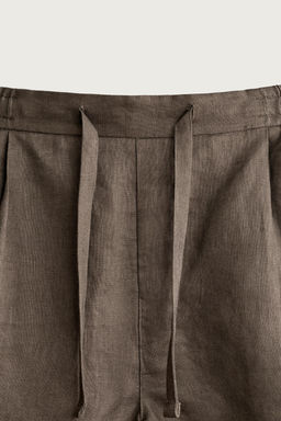 BERMUDA RELAXED FIT 100% LINO / Marr?n / Topo - Zara фото 13