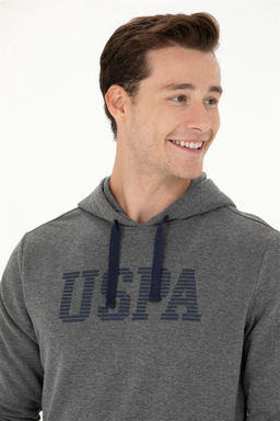 U. S. Polo Assn Мужская базовая толстовка с капюшоном антрацитового меланжевого цвета - U.s. polo assn фото 2