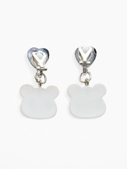 Цена за 2 шт. Серьги-клипсы детские «Выбражулька» панда с сердцем кристалл, цветные