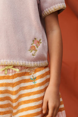 BERMUDA PUNTO RAYAS FLOR BORDADA LIMITED EDITION / Naranja - Zara фото 4