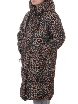 24-801 BROWN/LEOPARD Пальто зимнее женское (200 гр. холлофайбер) - Fashion фото 5