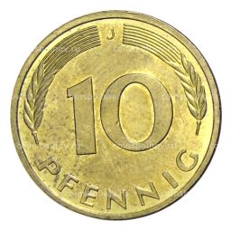 Монета 10 пфеннигов 1984 года J Германия