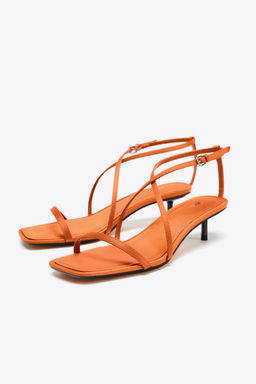 SATIN-EFFECT CROSSOVER STRAP SANDALS - Zara фото 12