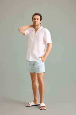 %100 Keten Regular F_t Polo Yaka Keten G_mlek - Defacto фото 2