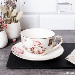 Чайная пара 2 предмета 270 мл / 8779C# / Чайная роза в подарочной упаковке