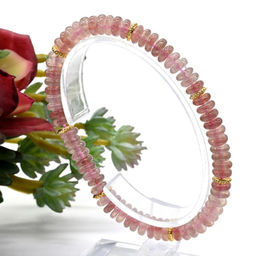 Браслет из клубничного кварца светлого диски 6*2мм, 16см
