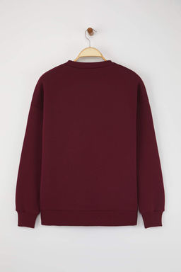 Bordo Slogan Nak?sl? Oversize/Genis Kal?p Orme Sweatshirt TWOAW26SW00048 - Trendyolmilla фото 6