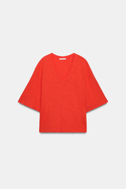 CAMISETA ESCOTE PICO / Coral