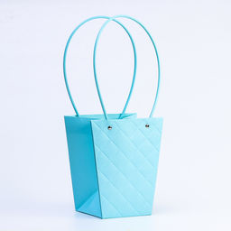 Цена за 10 шт. Сумка для цветов тиснение голубой влагостойкая, 17x17-11.5x11.5-20 см - UPAK LAND фото 2