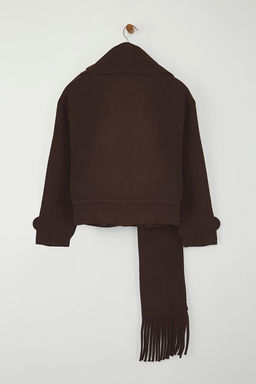 Kahverengi Oversize Kal?p C?kar?labilir Sal Detayl? Kase Ince Ceket Mont TWOAW26MO00117 - Trendyolmilla фото 8