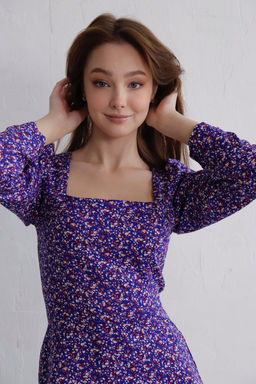 Платье с вырезом каре фиолетовое в цветочек - Martichelli фото 15