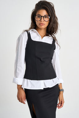 Топ корсет с люверсами на бретелях черный