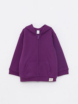 Kap??onlu Uzun Kollu Basic K?z Bebek Fermuarl? Sweatshirt