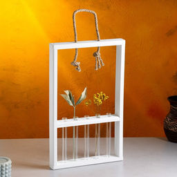 Подарочный ящик «Рамка», 26×4×40 см, деревянный, 5 колб, белый