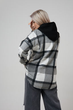 Рубашка женская в клетку с капюшоном РЖКК-01