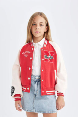 Бомбер с вышитым воротником для девочек, толстый кардиган на мягкой подкладке